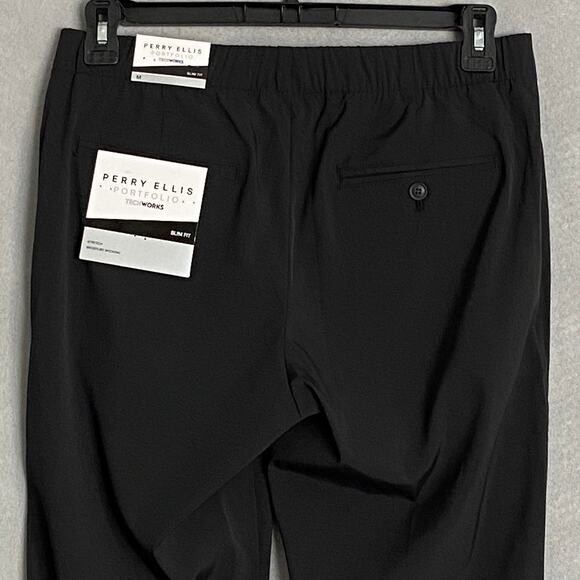 Perry Ellis Men's Medium Techworks Pant Slim Fit Stretch Drawstring Black NEW - Picture 6 of 11
